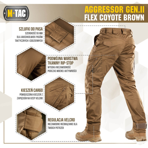 M-Tac Spodnie taktyczne Aggressor Gen. II Flex Coyote Brown