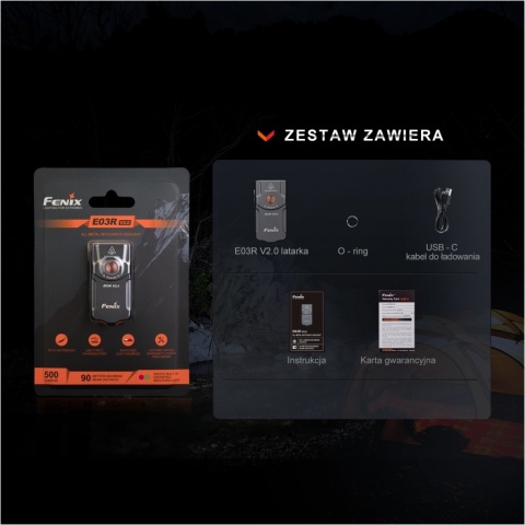 Fenix E03R V2.0 Szara Latarka akumulatorowa LED 500lm