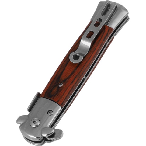 Dominator Nóż składany sprężynowy Sycylijka Drewno