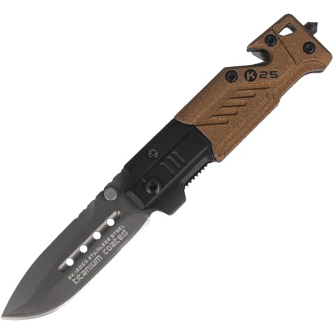 K25 Rubbered Black Aluminium Nóż składany na szyję 19652