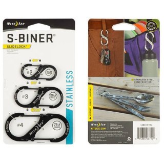 Nite Ize Karabinki S-Binner SlideLock Set #2, #3, #4 Czarne LSBC-01-R6