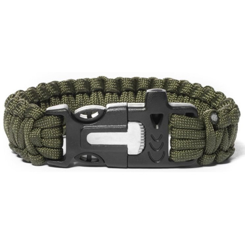 GM Bransoletka paracord 3w1 Army Green